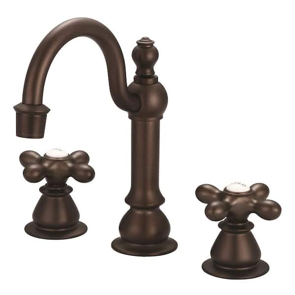 Water Creation Vintage Classic 8 in. Widespread 2-Handle High Arc Bathroom Faucet with Pop-Up Drain in Oil Rubbed Bronze