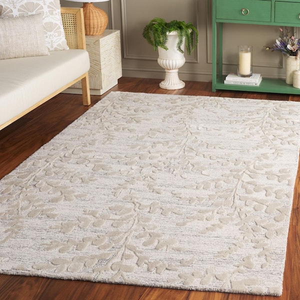 Glamour 3 ft. x 5 ft. Natural/Gray Solid Botanical Area Rug