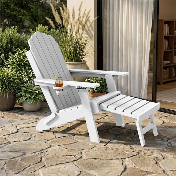 Bewood Outdoor HIPS White Plastic Folding Adirondack Chair with