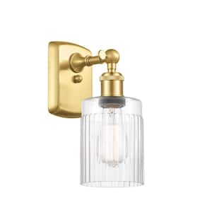 Hadley 1-Light Satin Gold Wall Sconce with Clear Glass Shade