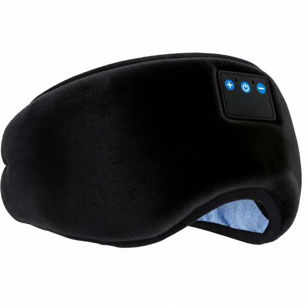 Black Sleep Mask with Headphones Bluetooth 5.4 Wireless and Microphone HD Speakers Music for Sleeping Travel