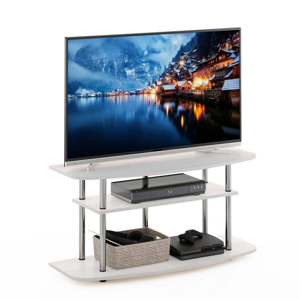 White Oak 3-Tier TV Stand with Metal Tubes
