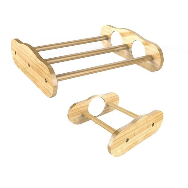 KIWDZFU 11 in. x 11 in. x 3.4 in. Bamboo Chick Perch and Roosting Bar Set with Mirror for Coop and Livestock Supplies Equipment