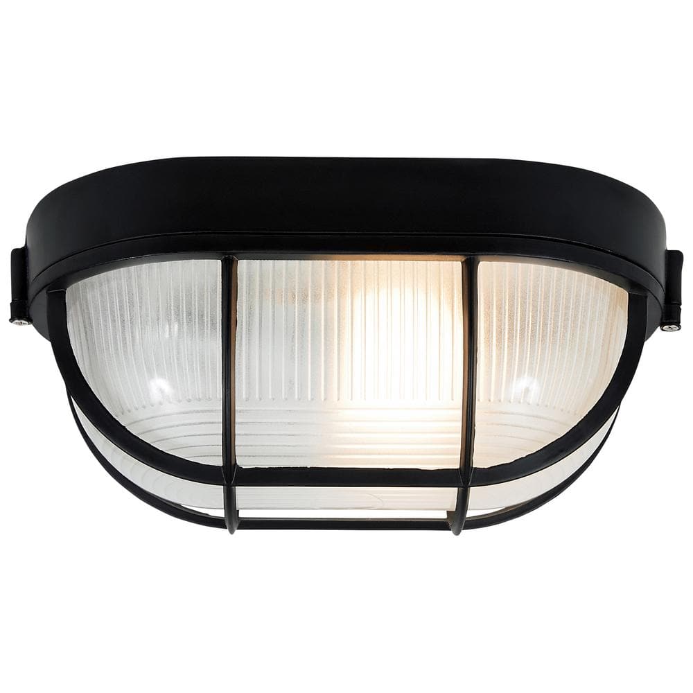 Nauticus Black Frosted Glass Outdoor Wall Light