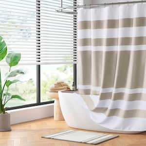 Spa Waffle Taupe 54 in. x 78 in. Shower Curtain with 3M Treatment