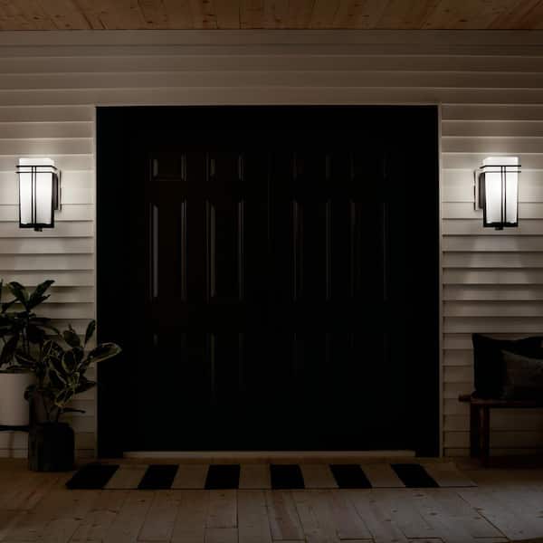 KICHLER Tremillo 17.25 in. 1-Light Black Outdoor Hardwired Wall