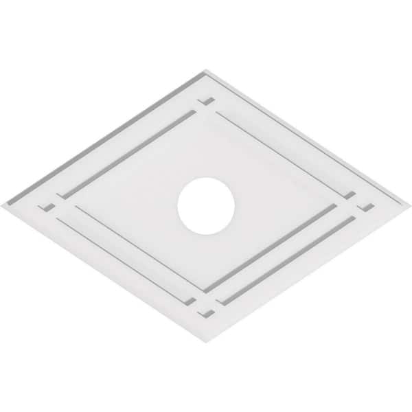 Ekena Millwork 36 in. W x 24 in. H x 5 in. ID x 1 in. P Diamond Architectural Grade PVC Contemporary Ceiling Medallion