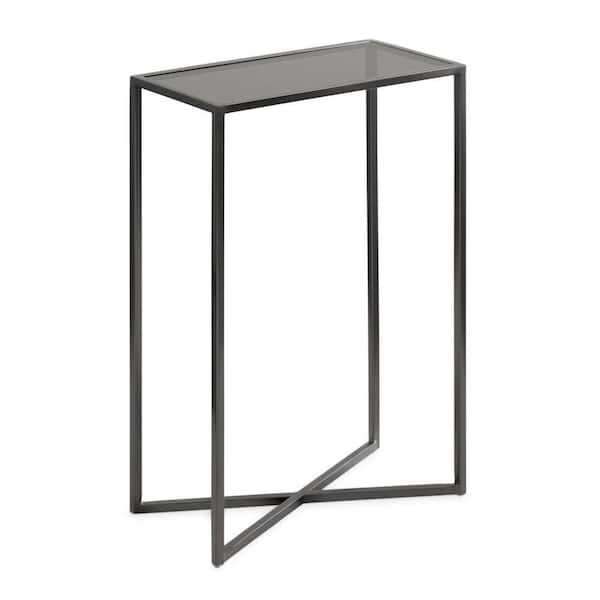 Kate and Laurel Jaspur 16.00 in. Pewter Rectangle Glass Contemporary End Table