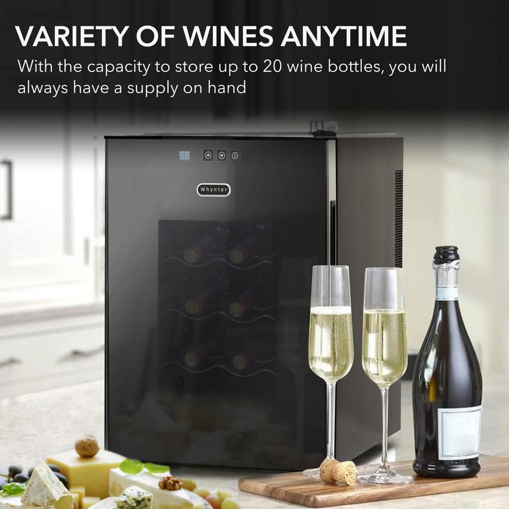 Black Thermoelectric Freestanding Wine Cooler with Glass Door