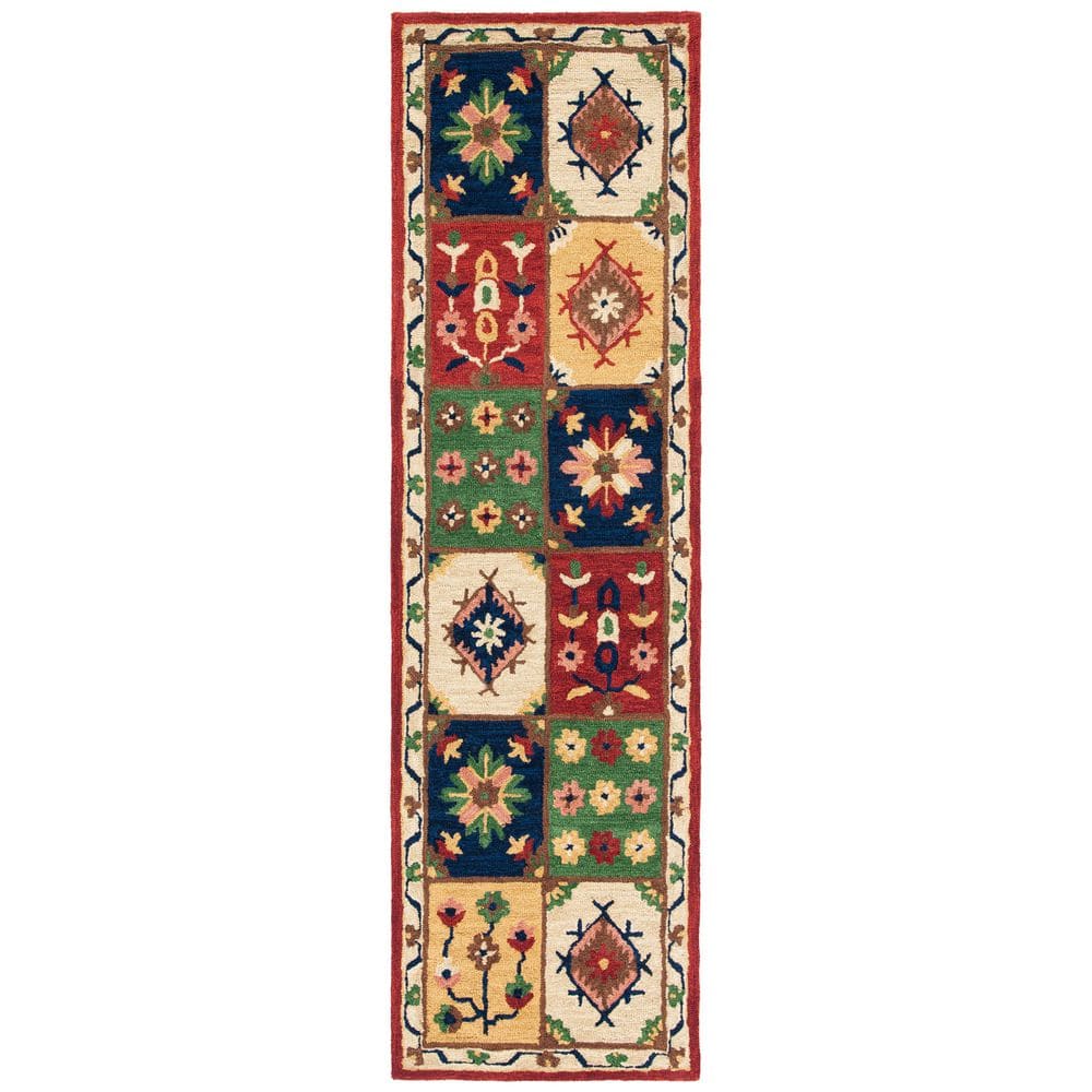 SAFAVIEH Heritage 2 ft. x 8 ft. Green/Red Border Floral Runner Rug ...