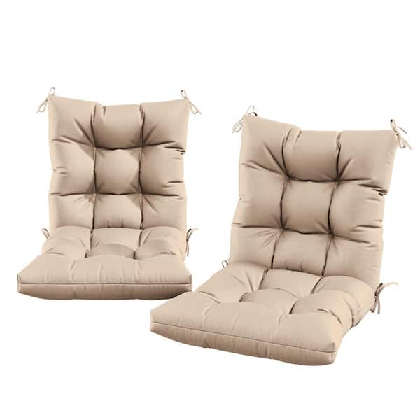 44.5 in. x 22.5 in. x 5 in. Outdoor Chair Cushion Tufted Seat and Back Patio Furniture Cushion Set Sand (2-Pack)