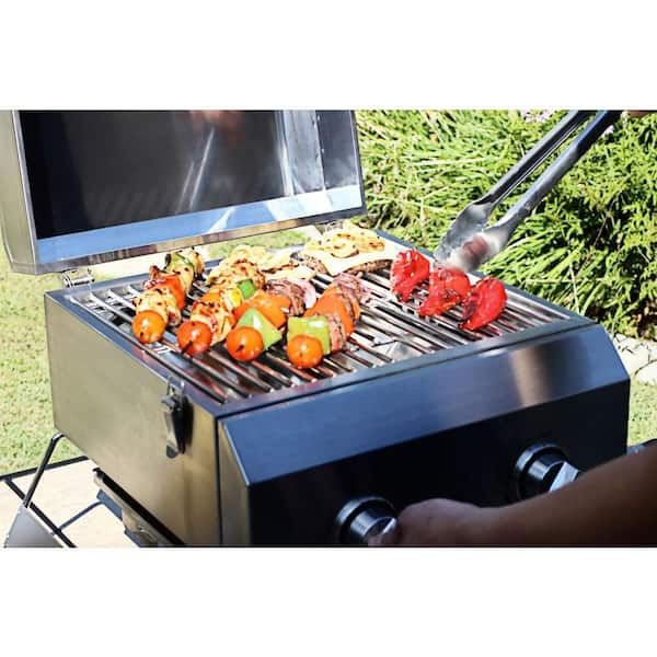 2-Burner Portable Propane Gas Table Top Grill in Stainless Steel