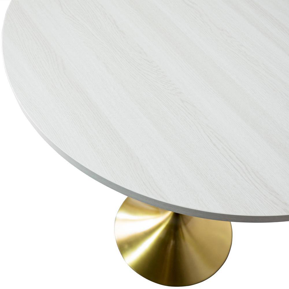 Light Natural Wood Round Bar Height Table with Gold Pedestal Base