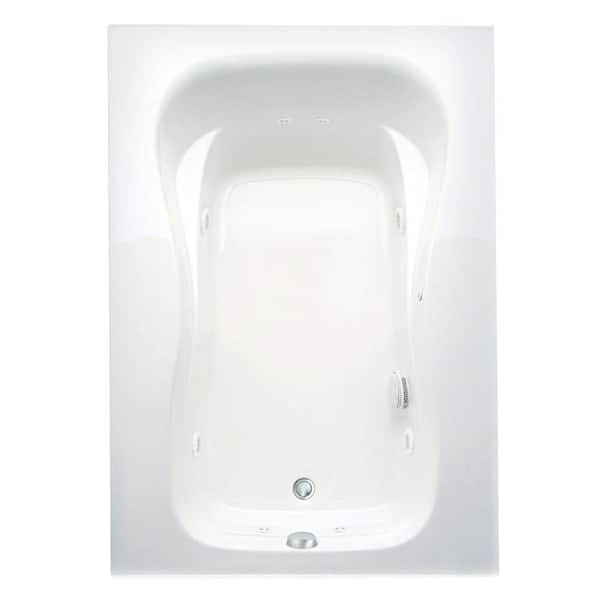 Aquatic Marratta 60in. x 43.25in Acrylic Whirlpool Bathtub Right Drain Rectangular Alcove with Heater in White