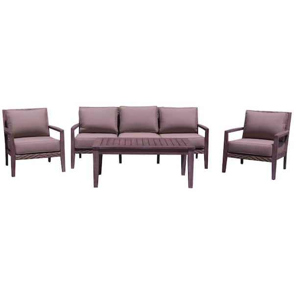 Courtyard Casual Bridgeport II 4-Piece Sofa Set Includes: 1 Sofa, 1 Coffee Table and 2 Club Chairs