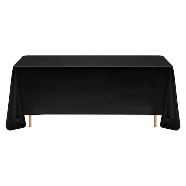 Rectangle Tablecloth 6 Pack 70 x 120 in. Polyester Table Covers, Wrinkle Resistant, Washable, Black, for Banquets