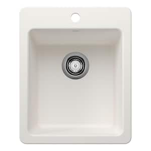 Liven SILGRANIT Granite Composite 16.75 in. Drop-In/Undermount Bar Sink in White