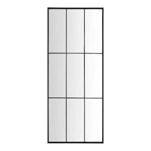 Oversized Black Metal Frame Windowpane Classic Floor Mirror (70 in. H x 29 in. W)