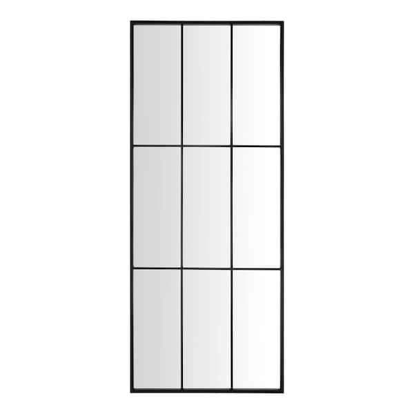 Oversized Black Metal Frame Windowpane Classic Floor Mirror (70 in. H x 29 in. W)