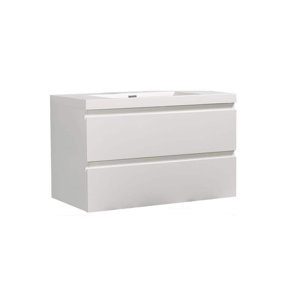 35.4 in. W x 18.9 in. D x 22.5 in. H Bath Vanity in White with White Vanity Top with White Basin price history on PriceWatchPro