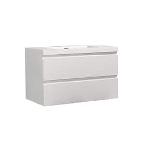 35.4 in. W x 18.9 in. D x 22.5 in. H Bath Vanity in White with White Vanity Top with White Basin