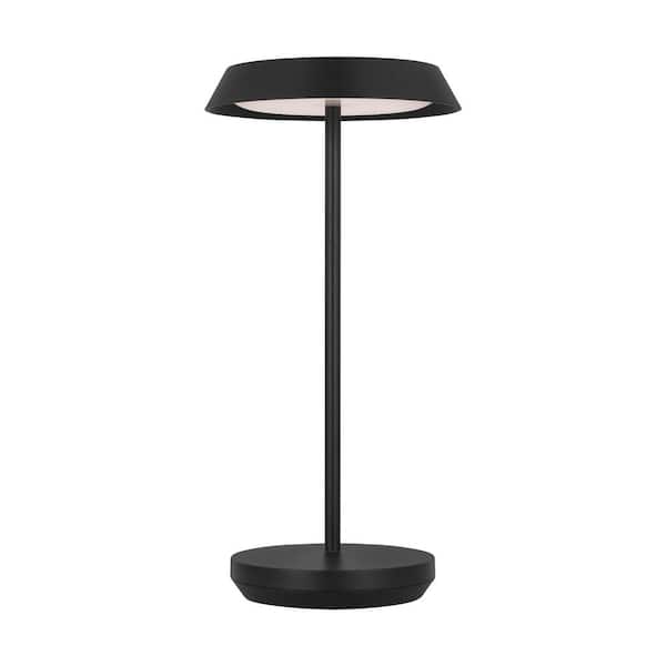 Generation Lighting Tepa 6.4 in. W x 13.1 in. H Black Portable Integrated LED Accent Table Lamp for Living Room with Black Metal Shade