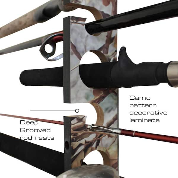 Rush Creek Creations 2 in 1, 11 Fishing Rod Wall and Ceiling Rack
