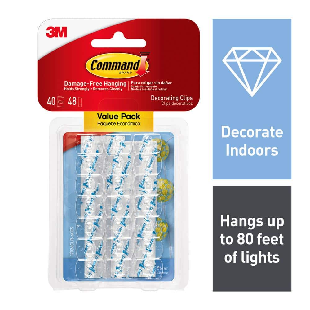 Command Clear Decorating Clips Value Pack (40 Hooks, 48 Strips)  17026CLRVPES - The Home Depot