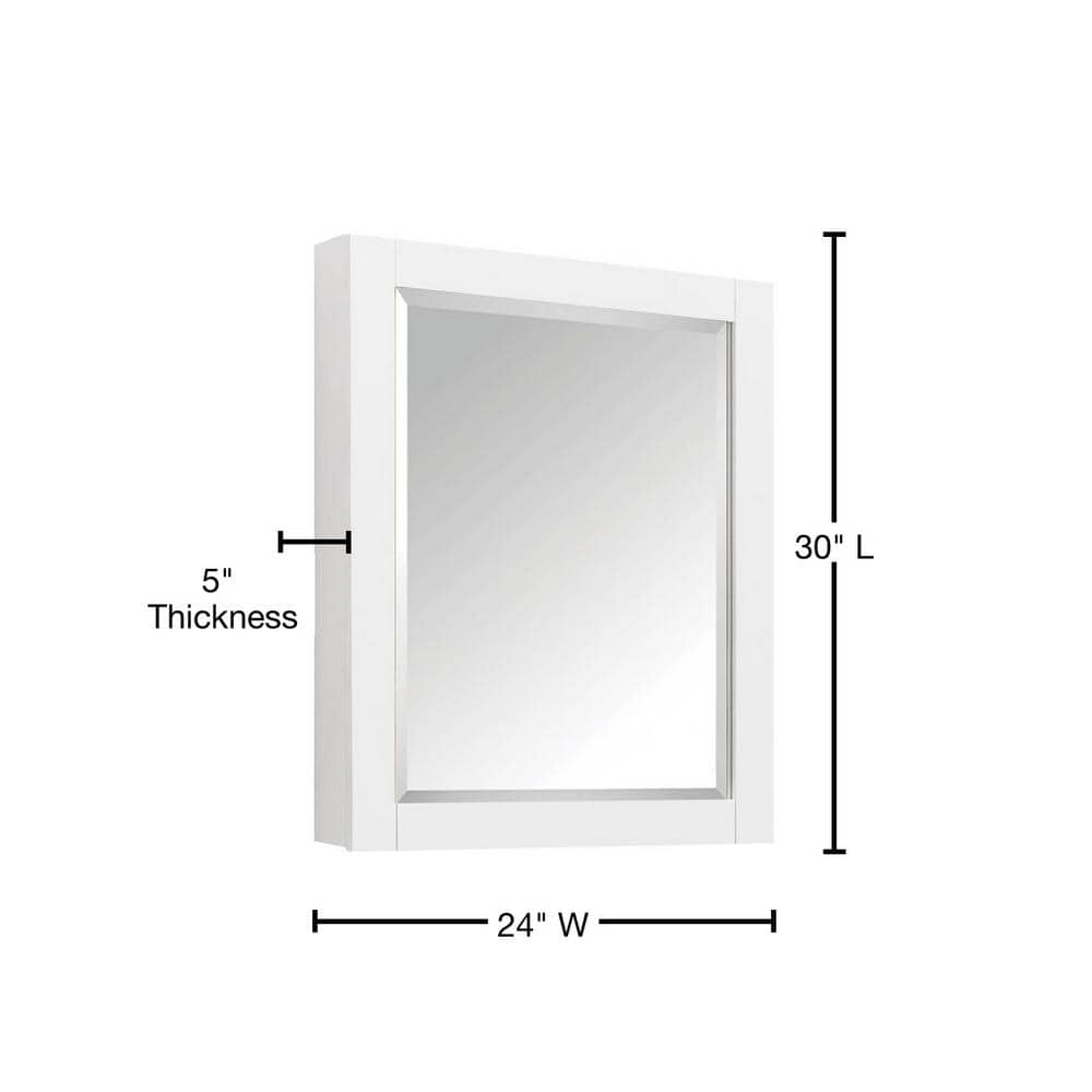Austen Contemporary White Wood 24" x 30" Rectangular Medicine Cabinet