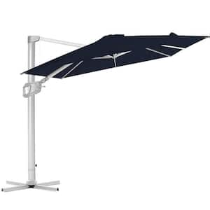 10 ft. Aluminum Squrare Patio Offset Umbrella Cantilever Umbrella, 360° Rotation Device in Navy Blue