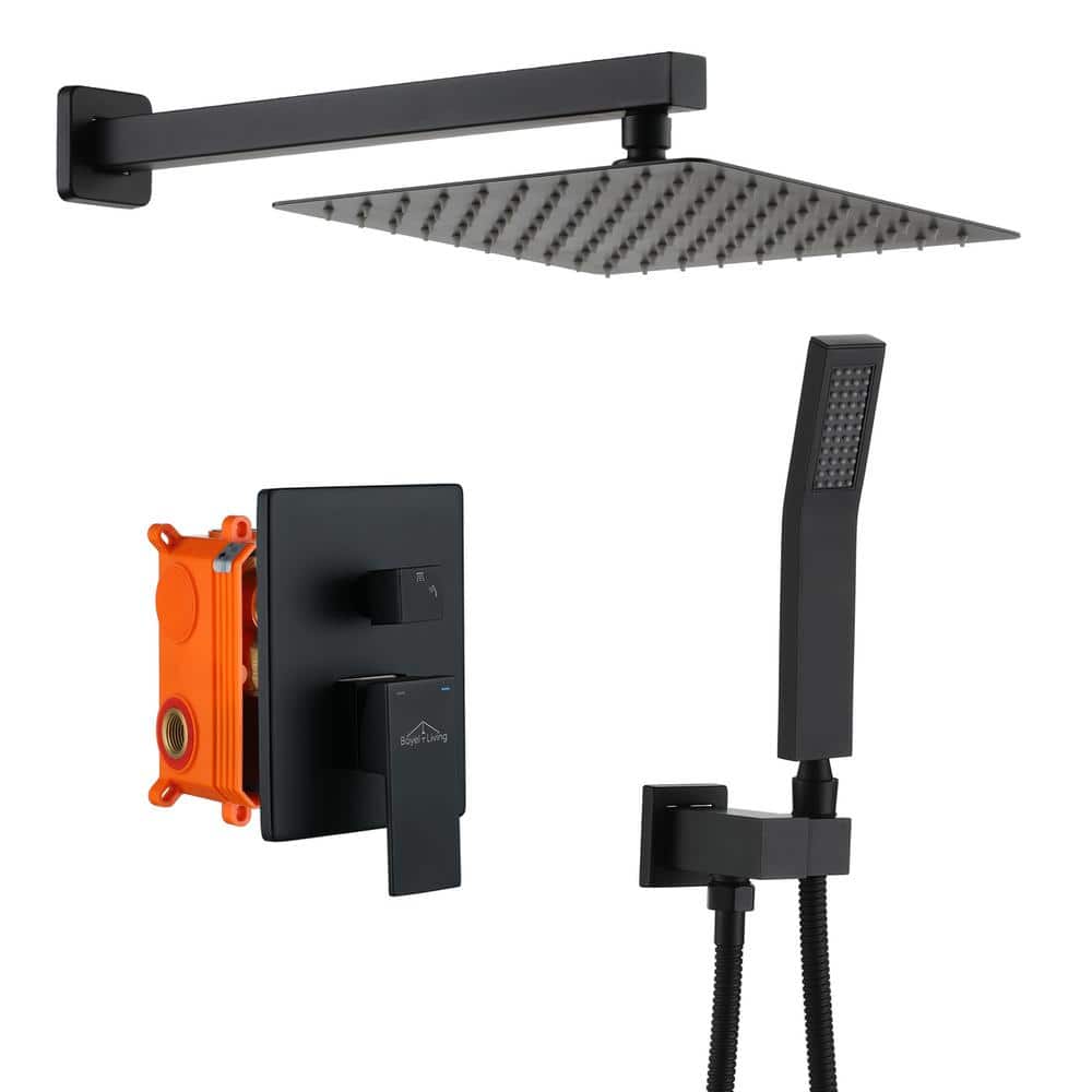 1-Spray Patterns with 2.5 GPM 10 in. Wall Mount Dual Shower Heads with Pres