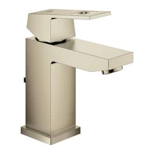 Eurocube Single-Handle Single Hole Low-Arc 1.2 GPM Bathroom Faucet with Drain Assembly in Brushed Nickel