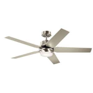 Maeve 52 in. Indoor Brushed Stainless Steel Downrod Mount Ceiling Fan with Integrated LED with Remote Control Included