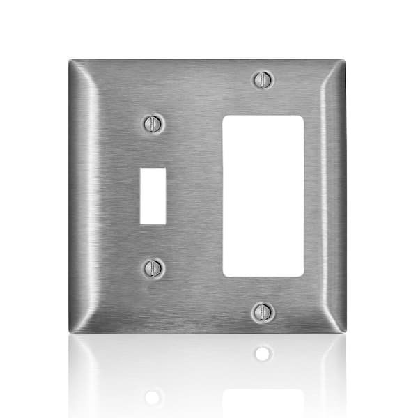 Leviton Stainless Steel 2-Gang 1-Toggle/1-Decorator/Rocker Wall Plate (1-Pack)