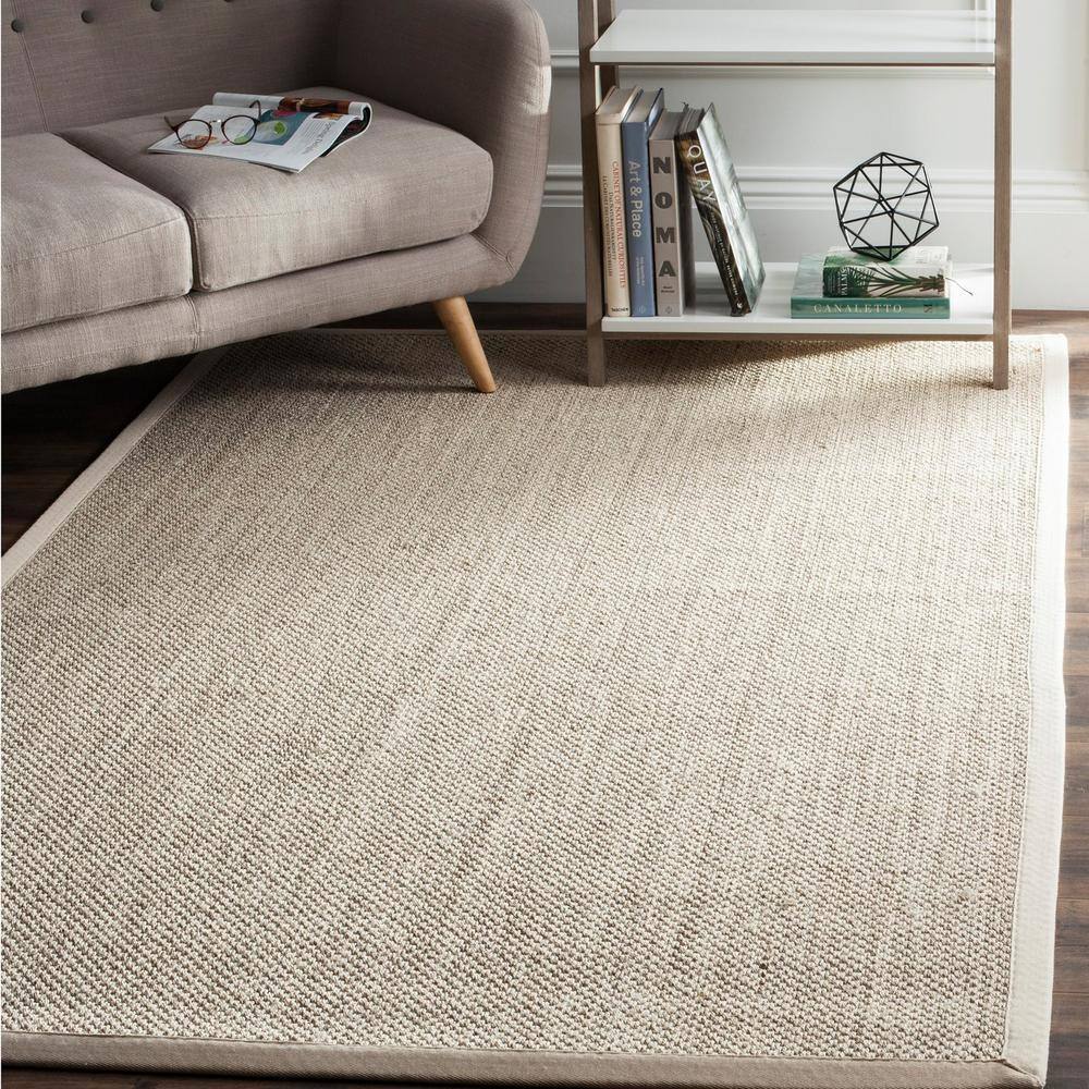 Marble Beige Hand-Knotted Natural Fiber Area Rug, 4' x 6'