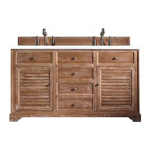 Savannah 60.0 in. W x 23.5 in. D x 34.3 in. H Bathroom Vanity in Driftwood with White Zeus Quartz Top