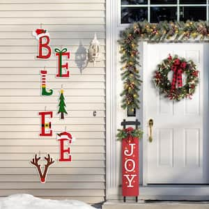 23 in. H Set of 7 BELIEVE Yard Stake or Wall Decor (KD, 2-Function)