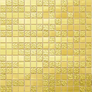 Mingles 12 in. x 12 in. Glossy Gold Yellow Glass Mosaic Wall and Floor Tile (20 sq. ft./case) (20-pack)