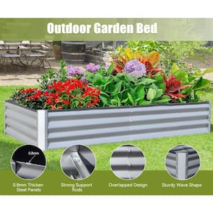 6 ft. x 3 ft. x 1 ft. Sliver Galvanized Steel Rectangular Outdoor Raised Garden Bed