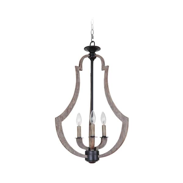 CRAFTMADE Winton 60-Watt 3 Light Weathered Pine Finish Hanging Foyer Kitchen Dining Pendant Light, No Bulbs Included