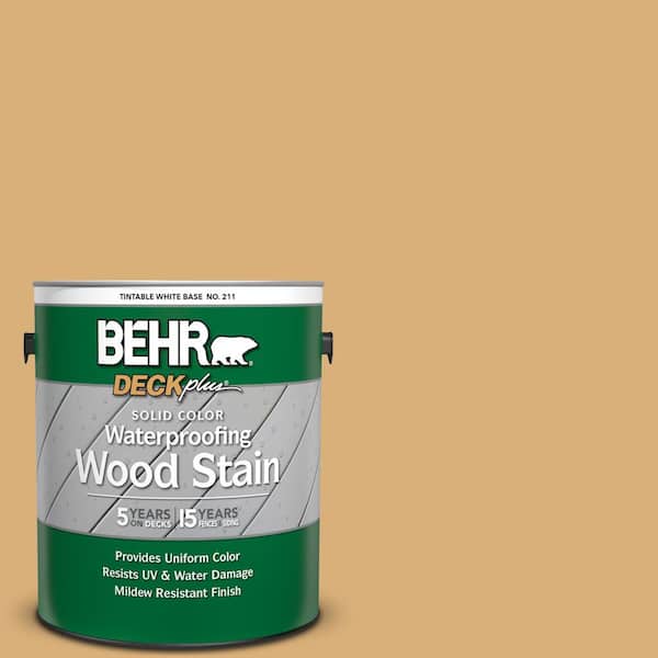 BEHR DECKplus 1 gal. #SC-139 Colonial Yellow Solid Color Waterproofing Exterior Wood Stain