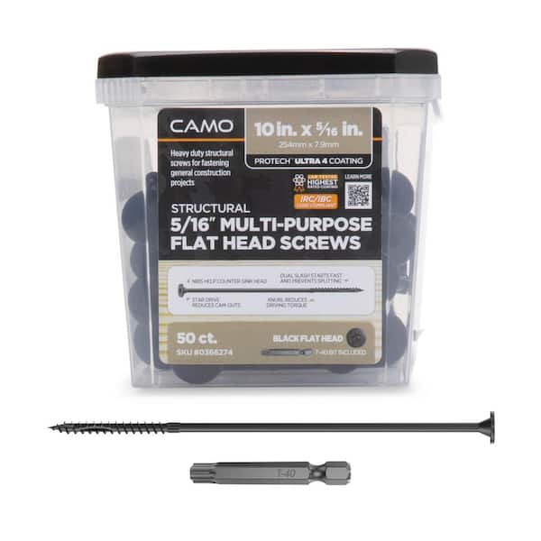 CAMO 5/16 in. x 10 in. Star Drive Flat Head Multi-Purpose Structural ...