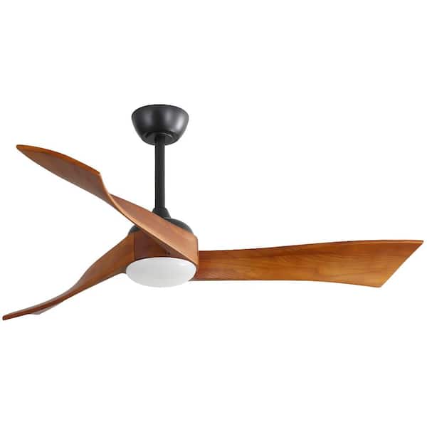 Runesay 52 in. LED Light Indoor Black and Walnut Ceiling Fan With 6 Speed Remote Energy-Saving DC Motor