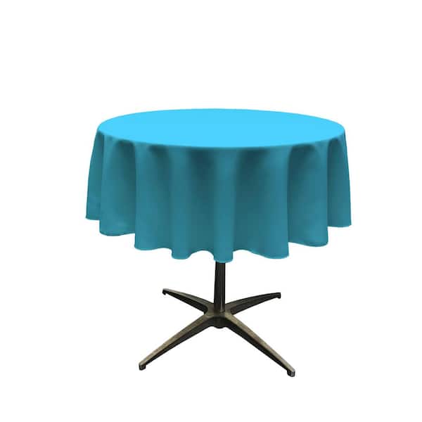 LA Linen Polyester Poplin Dark Turquoise 51 in. Round Tablecloth