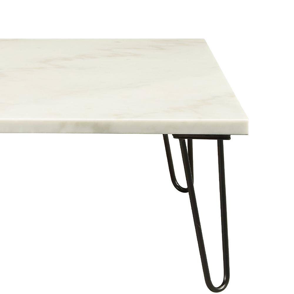 Telestis 40" Square White Marble Coffee Table with Storage