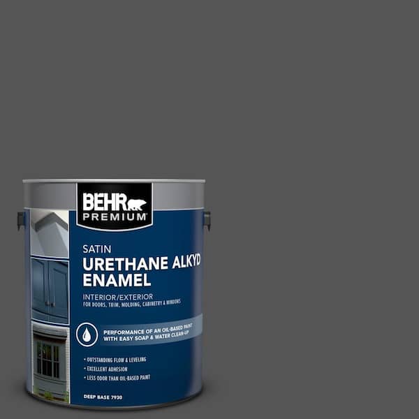 BEHR PREMIUM 1 gal. #PPU25-01 Carbon Copy Urethane Alkyd Satin Enamel Interior/Exterior Paint