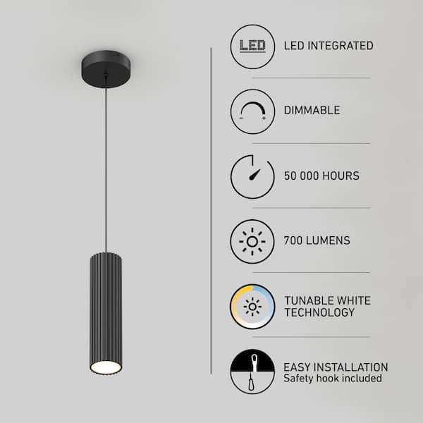 Artika Groove 17-Watt Modern Black Integrated LED Hanging Mini