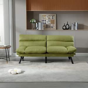 71 in. Green Linen Convertible Foldable Sleeper Sofa Bed with Adjustable Backrests and Armrest