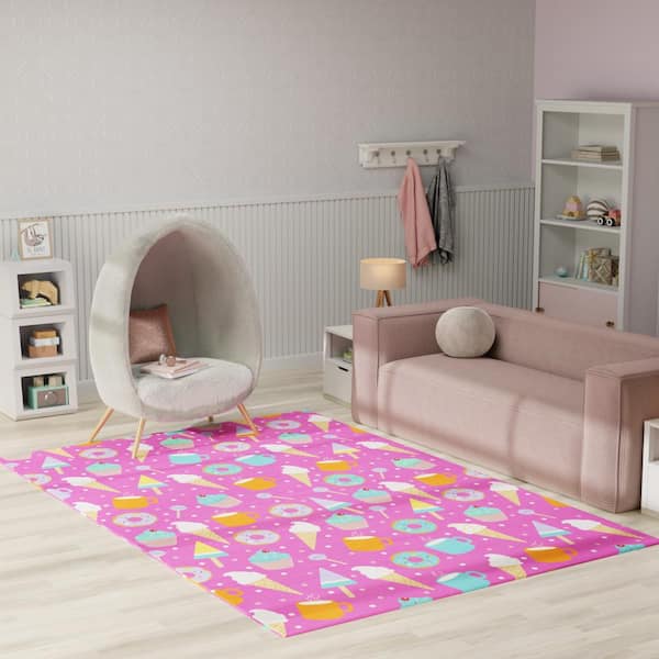 Imagination Pink Multicolor 7 ft. x 9 ft. Graphic Contemporary Area Rug