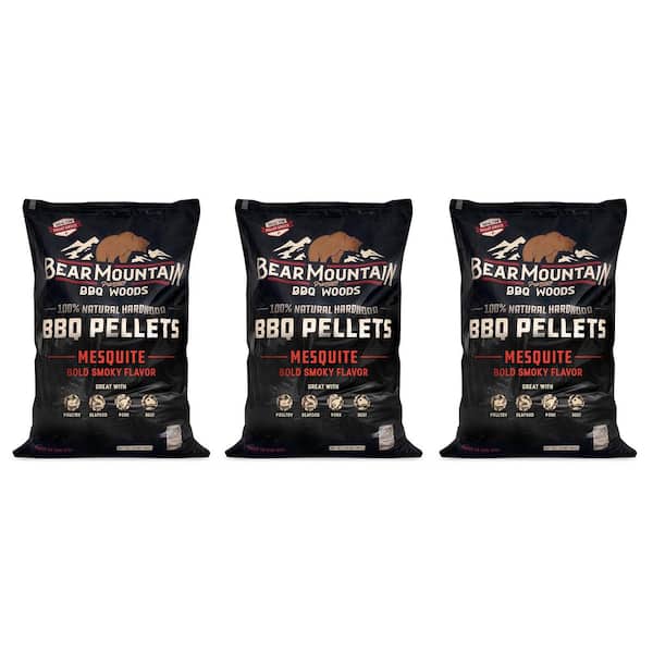 BEAR MOUNTAIN PREMIUM BBQ WOODS Premium All Natural Hardwood Mesquite Smoker Pellets (3-Pack)